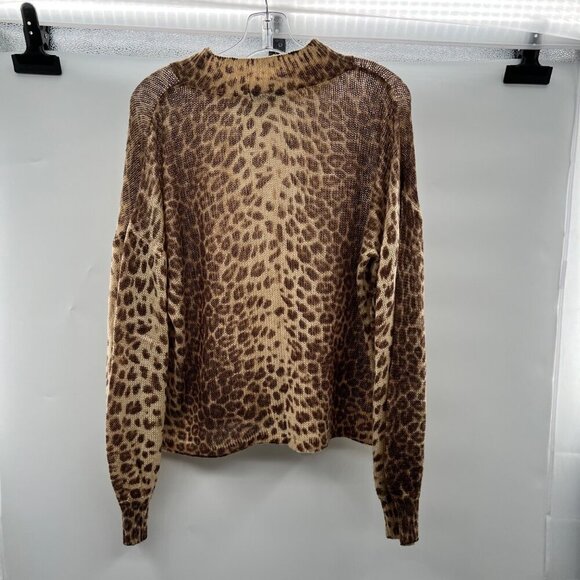 Fate Women's Animal Print Mock Neck Pullover Sweater Loose Knit Size Medium - Picture 7 of 9